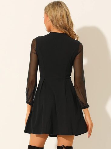 Allegra K Women's Retro Sweetheart Neckine Cutout A-Line Mesh Sleeve Gothic Mini Dress in Saudi Arabia