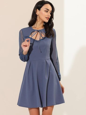 Allegra K Women's Retro Sweetheart Neckine Cutout A-Line Mesh Sleeve Gothic Mini Dress in Saudi Arabia