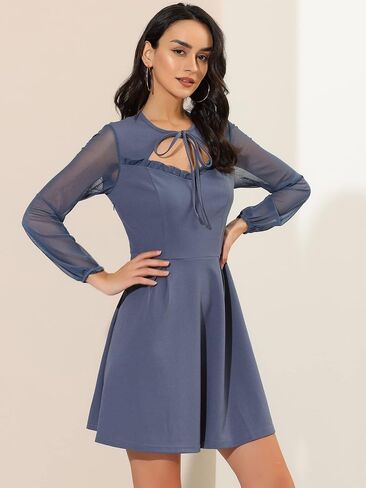 Allegra K Women's Retro Sweetheart Neckine Cutout A-Line Mesh Sleeve Gothic Mini Dress in Saudi Arabia