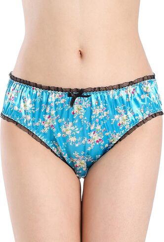 Satini Women's Floral Satin Tanga Bikini Briefs Panties Knickers in Saudi Arabia