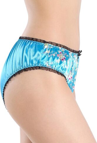 Satini Women's Floral Satin Tanga Bikini Briefs Panties Knickers in Saudi Arabia