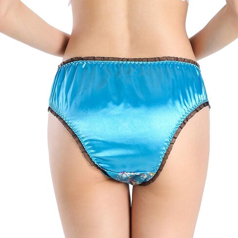 Satini Women's Floral Satin Tanga Bikini Briefs Panties Knickers in Saudi Arabia