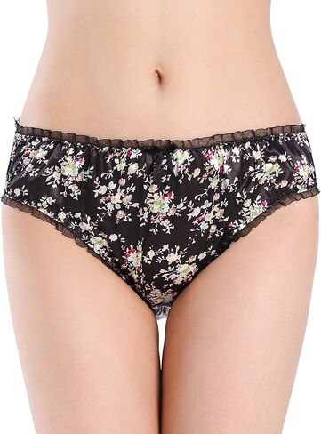 Satini Women's Floral Satin Tanga Bikini Briefs Panties Knickers in Saudi Arabia