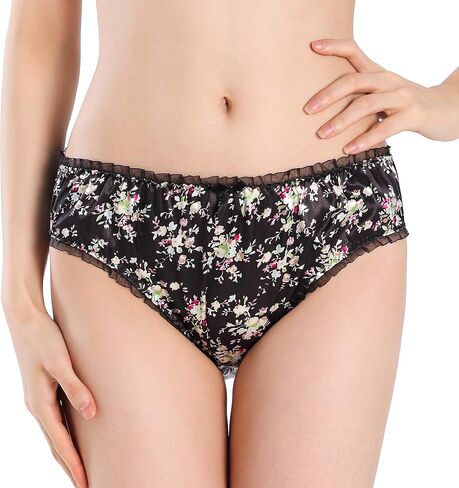 Satini Women's Floral Satin Tanga Bikini Briefs Panties Knickers in Saudi Arabia