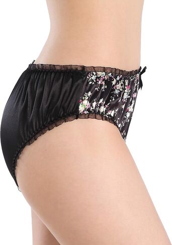 Satini Women's Floral Satin Tanga Bikini Briefs Panties Knickers in Saudi Arabia