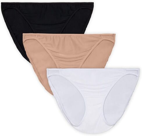 مجموعة بيكيني Vanity Fair النسائية المريحة القابلة للتمدد من 3 قطع، مقاس XL، أبيض/بيج/أسود in Kuwait