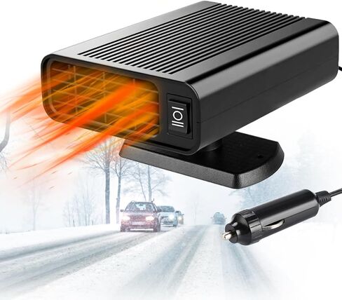 سخان السيارة - قابس سخان السيارة المحمول 12 فولت 150 وات في ولاعة السجائر، 2 في 1 مزيل الصقيع سريع التسخين، مزيل ضباب الزجاج الأمامي القابل للدوران 360 درجة للسيارة in Kuwait