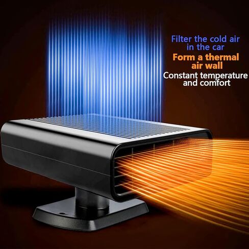 سخان السيارة - قابس سخان السيارة المحمول 12 فولت 150 وات في ولاعة السجائر، 2 في 1 مزيل الصقيع سريع التسخين، مزيل ضباب الزجاج الأمامي القابل للدوران 360 درجة للسيارة in Kuwait