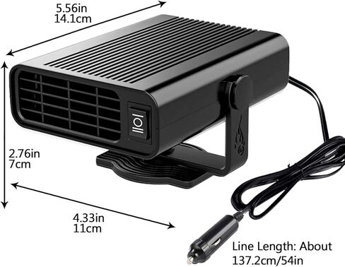 سخان السيارة - قابس سخان السيارة المحمول 12 فولت 150 وات في ولاعة السجائر، 2 في 1 مزيل الصقيع سريع التسخين، مزيل ضباب الزجاج الأمامي القابل للدوران 360 درجة للسيارة in Kuwait