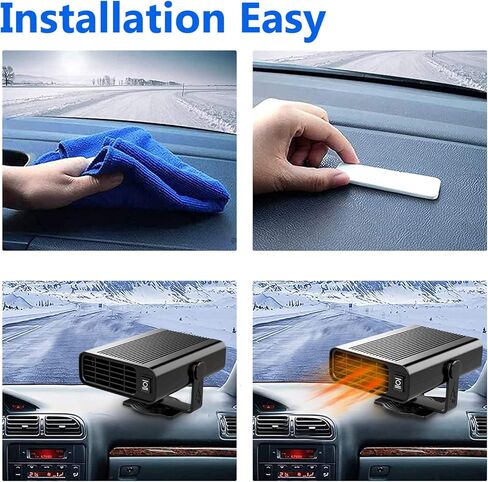 سخان السيارة - قابس سخان السيارة المحمول 12 فولت 150 وات في ولاعة السجائر، 2 في 1 مزيل الصقيع سريع التسخين، مزيل ضباب الزجاج الأمامي القابل للدوران 360 درجة للسيارة in Kuwait