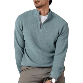 SOLY HUX Sweaters for Men Half Zip Mock Neck Long Sleeve Knit Fall Sweater Pullover Tops