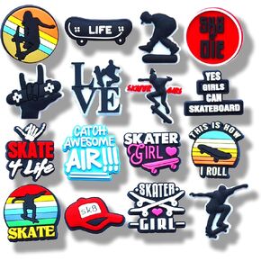16 Pcs Skateboarding Shoe Charms, Shoe Decoration Party Gifts For Boys Girls Kids, Women.