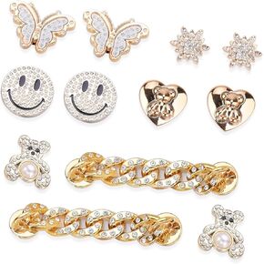 Bling Shoe Charms for Shoes Decoration, Cute Bear Chain Charms Fit for Bubble Slides/Sandals, Accessories Decorative