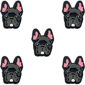 French Bulldog Dog Shoe Charms - Cute Animal Decoration Charms Gift for Boys Kids Teens and Adults - Set of 5