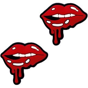 Vampire Lips Shoe Charms - Halloween Decoration Charms Gift for Boys Kids Teens and Adults - Set of 2