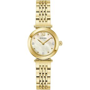 Bulova Ladies Classic Diamond Quartz Gold Stainless Steel Watch, Mother of Pearl Dial Style:97P177