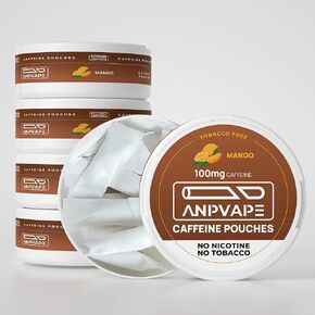 Nootropic Energy Pouches, 5 Can Mango Flavor Caffeine Pouches Teaza Pouches, 16 Pouches per Can Fuel Nootropic Pouches, Tobacco Free and Nicotine Free Pouches.