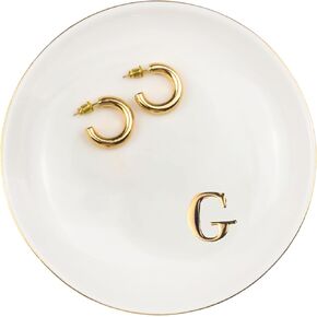 Ceramic Ring Dish Initial Jewelry Dish Personalized K-Monogrammed For Women Engagement Wedding Gifts,Jewelry Tray For Friends,Sister,Birthday Mother'S Day Christmas For Women, White