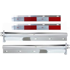 Chrome Straight Spring Loaded Mud Flap Hanger,Round Tube Style,1-1/8" Bolt Spacing,30" Length with Reflective Plate