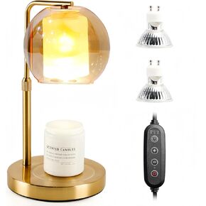 Candle Warmer Lamp with Timer, Dimmable Electric Candle Warmer,4 Brightness, Compatible Candle Jars, 2 Bulbs Included, Aromatic Candle Holders, for Mom & Women Christmas House Decor