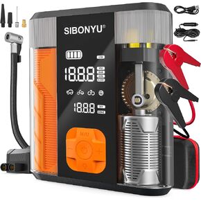 Portable Car Jump Starter with Air Compressor, 150PSI 2000A 6-IN-1 Car Battery Jump Starter (8.5 Gas/6.0L Diesel) Tire Inflator,12V Jump Box Car Battery Pack Jumper Starter,Large Display,Light