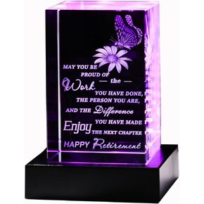 Retirement Gifts For Women Men 2024 Coworker, 3D Crystal Going Away Gift For Coworker Leaving Gifts For Women Farewell Gifts For Boss Leaving Job, Happy Retirement Gifts For Nurses Teacher Friend