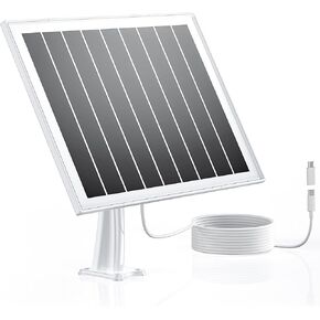 Solar Panel for Security Camera, 7W High-Efficiency Solar Cells, Camera Solar Panel Charger with IP65 Waterproof, Flexible Adjustment Bracket, Long Cable Compatible with DC 5V/1.5A Type-C & Micro USB