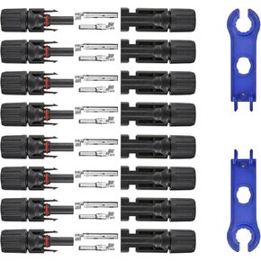 8 Pairs Solar Connectors, Male/Female Waterproof IP67, MC4 1000V 30A, Solar Panel Cable Connectors with 2 Spanners