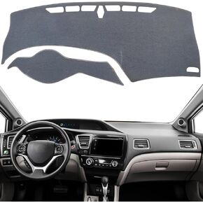 KEYOOG Dashboard Cover Dash Mat Fit for Ho-nda Civic 2015-2012 (for Left Hand Drive),Car Dash Board Mat Anti-Glare Carpet,Non-Slip Pad Sunshield Protector (Grey)