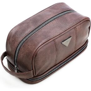 emissary Leather Men's Travel Toiletry Bag, Water Resistant Travel Bathroom Bag Men's Shaving Kit, Dopp Kit for Men, Travel Kit Small Bags for Men, Shaving Bag for Travel Accessories