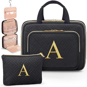Gifts for Women - Initial Toiletry Bag & Makeup Bag Hanging Travel Organizer Cosmetic Bag with Embroidery Letter Personalized Birthday Valentines Day Gift for Mom Sister Teacher Her Wife Friend Auntie