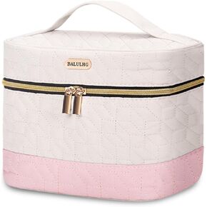 Large Travel Makeup Bag - Double-Layer Cosmetic Organizer for Brushes and Toiletry Essentials, Ideal for Women