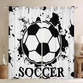 Feelyou Soccer Curtains Tie Dye Window Curtains for Bedroom Living Room for Kids Boys Girls Teens Room Decor Black White Window Drapes Sports Games Window Treatments 42W X 63L,2 Panels