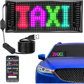 Led Light Signs for Car, Taxi Windshield Led Stickers, Flexible Digital Led Matrix Panel, Programmable Bluetooth App Control DIY Text, Patterns, Animations