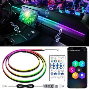 Dreamcolor Interior Acrylic Car Light Strip, Car LED Strip Light with APP Control 47 Inches Fiber Optic Ambient Lighting Kits, Multi-Modes Sound Sync Neon Lights