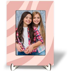 Wooden Picture Frame with Stand, Baseball Tabletop Picture Frame, Home Decor Desk Sport Athletes Boys Girls Family Friends Gift, 4x6 Inches Photo Horizontal Vertical Display -02