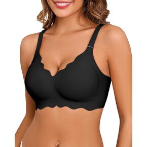 Seamless Bras for Women No Underwire Push Up Bra Full Coverage V-Neck Wirefree Bralettes Soft T-Shirt Bra Everyday Bra