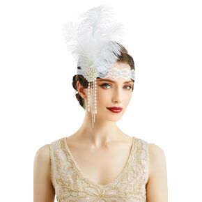 BABEYOND Flapper Headpiece for Women - Flapper Feather Headband 1920s Gatsby Headpiece Vintage Accessories for Women