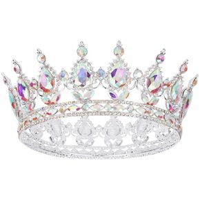 COCIDE Silver Crown for Women Blue Crystal Wedding Tiara and Crowns for Girls Rhinestones Queen Headband Princess Hair Accessories for Big Kids Party Bridal Birthday Prom Costume Cosplay