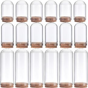 SUNNYCLUE 12Pcs Cloche Bell Jar Display Case Glass Display Dome with Wood Base 1.44/1.75/2.82 inch Small Glass Jars Display Bottles Decorative Jars for Flower Storage Shells Party Favor Home Decor
