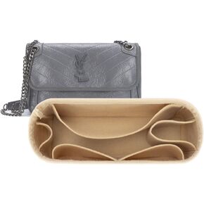 Lckaey Felt Insert Purse Organizer for niki 22 28 32 Vagabond Bag Inner liner Storage insert 2043beige-M