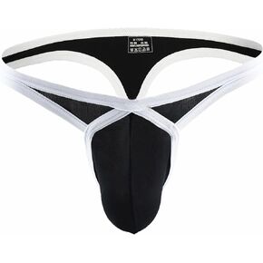 Men's Sexy Nylon Thong 3D Convex Pouch Superior Comfort,Patchwork Color Enhanced Support