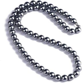 8mm Natural Terahertz Wave Gemstone Round Beads Women Men Necklace 20 Inches AAAA