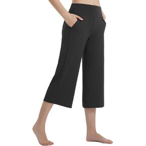 BALEAF Women's Capri Pants Wide Leg Yoga Dress Capris High Waist Cropped Pants with Pockets Loose Lounge Travel Summer