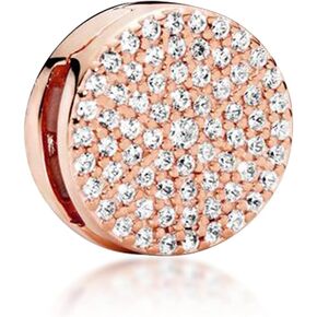 KUNSIR 925 Sterling Silver Clip-On Charm for Reflexions Mesh Bracelet Charm Bead fits Flat charm Bracelets Gift for Women（Round）