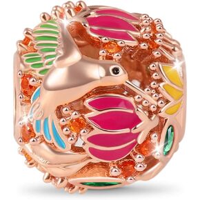 GNOCE Hummingbird Charm Bead 925 Sterling Silver 18k Rose Gold Plated Hollow Charms For Bracelet/Necklace Women …