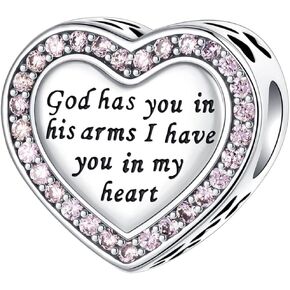God Has You In His Arms I Have You In My Heart Charm 925 Sterling Silver Charm Fits Women's Charm Bracelet & Necklace Valentine's Day Mother's Day Jewelry Gifts for Women