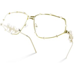 Y2K Futuristic Blue Light glasses for Women, Retro 90s Narrow Rectangle Eyewear with Diamond LA047