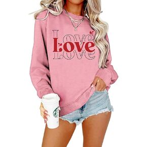 Valentines Day Sweatshirt For Women Love Letter Sweater Love Heart Graphic Pullover Tops