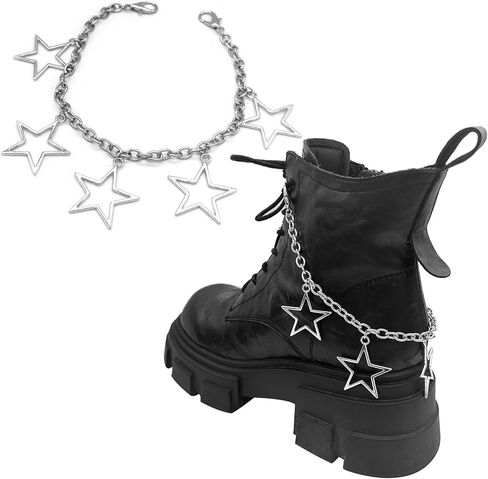 2PCS Shoe Charms Chain Shoelace Chains DIY Punk Shoe Accessories Decoration for Boot Sneaker Bag Handbags Pants Chain Keychain Cool Party Shoe charms for Girl Women in Kuwait